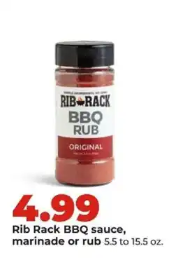 Hy-Vee Rib Rack BBQ sauce, marinade or rub offer