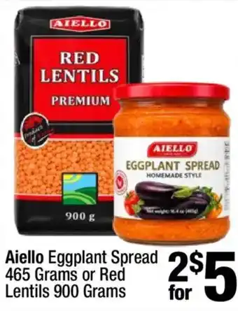 Aiello Eggplant Spread or Red Lentils