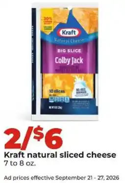 Hy-Vee Kraft natural sliced cheese offer