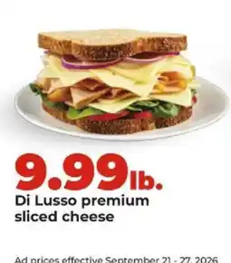 Hy-Vee Di Lusso premium sliced cheese offer