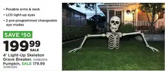 4' Light-Up Skeleton Grave Breaker