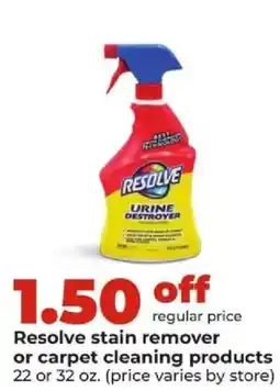 Hy-Vee Resolve stain remover or carpet cleaning products offer