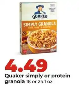 Hy-Vee Quaker simply or protein granola offer