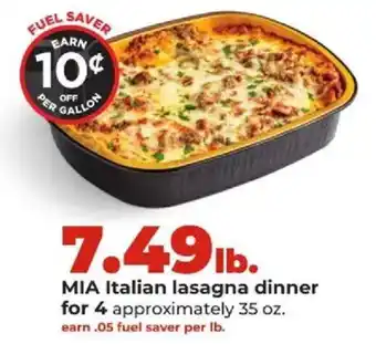 Hy-Vee Mia italian lasagna dinner offer