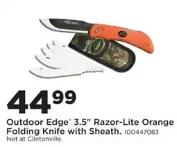 Mills Fleet Farm Outdoor Edge 3.5" Razor-Lite Orange Folding Knife with Sheath offer
