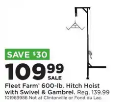 Mills Fleet Farm Fleet Farm 600-lb. Hitch Hoist with Swivel & Gambrel offer