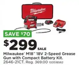 Mills Fleet Farm Milwaukee M18 18V 2-Speed Grease Gun with Compact Battery Kit offer