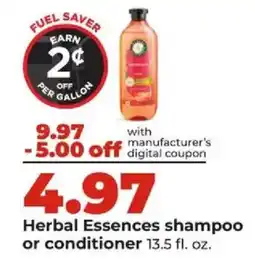 Hy-Vee Herbal Essences shampoo or conditioner offer