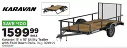 Mills Fleet Farm Karavan 5' x 10' Utility Trailer with Fold Down Rails offer