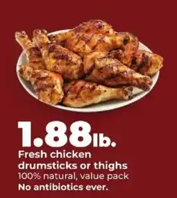 Hy-Vee Fresh chicken drumsticks or thighs offer