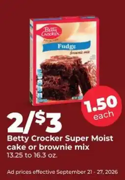 Hy-Vee Betty Crocker super moist cake or brownie mix offer