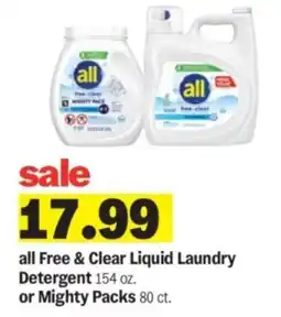 Meijer All Free & Clear Liquid Laundry Detergent offer