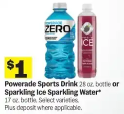 Meijer Powerade Sports Drink or Sparkling Ice Sparkling Water offer