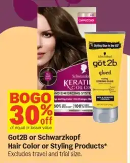 Meijer Got2B or Schwarzkopf Hair Color or Styling Products offer