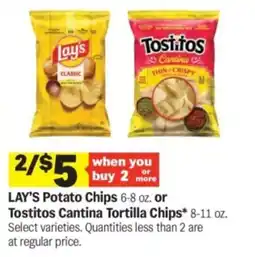 Meijer Lay's Potato Chips or Tostitos Cantina Tortilla Chips offer