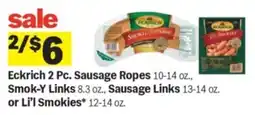Meijer Eckrich sausage ropes, smok-y links, sausage links or li'l smokies offer