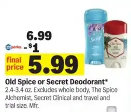 Meijer Old Spice or Secret Deodorant offer