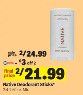 Meijer Native Deodorant Sticks offer