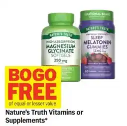 Meijer Nature's Truth Vitamins or Supplements offer