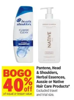 Meijer Pantene, Head & Shoulders, Herbal Essences, Aussie or Native Hair Care Products offer