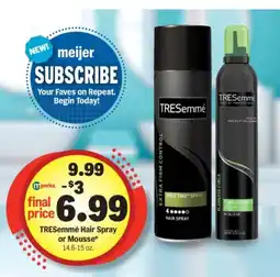Meijer Tressemme Hair Spray or Mousse offer