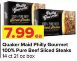 Shop 'n Save Quaker Maid Philly Gourmet 100% Pure Beef Sliced Steaks offer