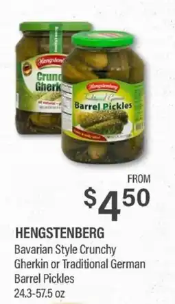 Commissary Hengstenberg bavarian style crunchy gherkin or traditional german barrel pickles offer