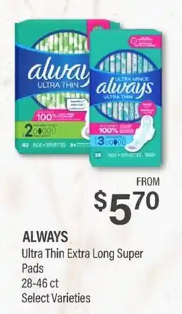 Commissary Always Ultra Thin Extra Long Super Pads offer