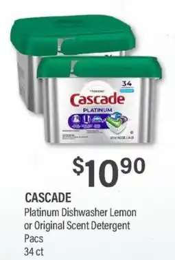 Commissary Cascade Platinum Dishwasher Lemon or Original Scent Detergent Pacs offer