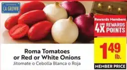 Save Mart Roma Tomatoes or Red or White Onions offer