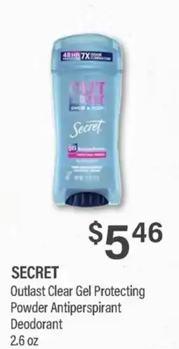 Commissary Secret Outlast Clear Gel Protecting Powder Antiperspirant Deodorant offer