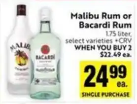 Malibu Rum or Bacardi Rum