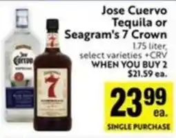 Save Mart Jose Cuervo Tequila or Seagram's 7 Crown offer