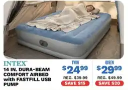 Big 5 Intex 14 in. Dura-beam Comfort Airbed with Fastfill Usb Pump offer