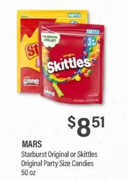 Commissary Mars Starburst Original or Skittles Original Party Size Candies offer