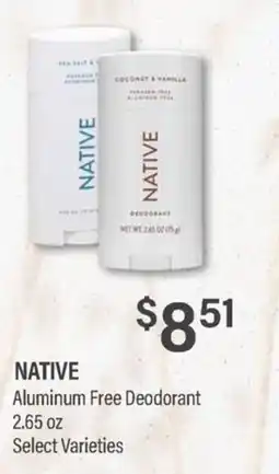 Commissary Native aluminum free deodorant offer