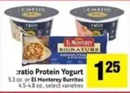 Save Mart Ratio Protein Yogurt or El Monterey Burritos offer