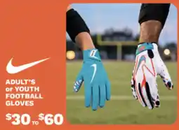 Big 5 Nike adult's or youth football gloves offer
