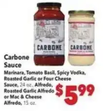 Vallarta Supermarkets Carbone Sauce offer