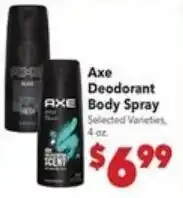 Vallarta Supermarkets Axe Deodorant Body Spray offer