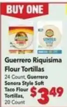 Vallarta Supermarkets Guerrero Riquisima Flour Tortillas offer
