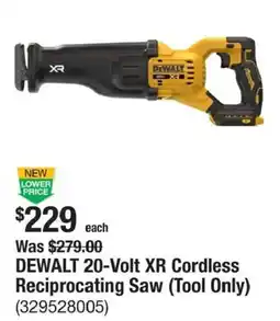 The Home Depot DeWalt 20-Volt XR Cordless Reciprocating Saw offer