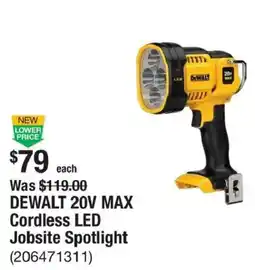 The Home Depot DeWalt 20v Max Cordless Led Jobsite Spotlight offer