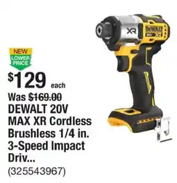 The Home Depot DeWalt 20v max xr cordless brushless 1/4 in. 3-speed impact driv... offer
