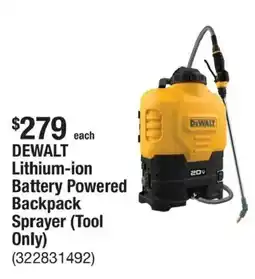 The Home Depot DeWalt lithium-ion battery powered backpack sprayer offer