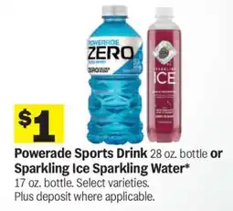 Meijer Powerade Sports Drink or Sparkling Ice Sparkling Water offer