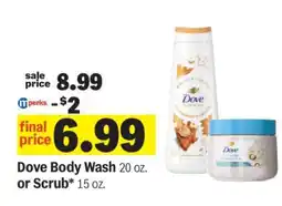 Meijer Dove Body Wash or Scrub offer