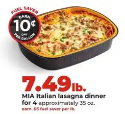 Hy-Vee MIA Italian lasagna dinner offer