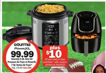 Meijer Gourmia 6 Qt One Lid Pressure Air Fryer Or Powerxl 7 Qt Vortex Air Fryer* offer