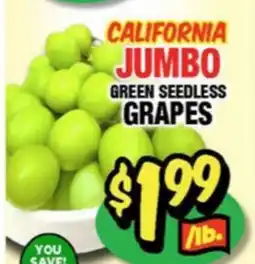 Western Beef CALIFORNIA JUMBO GREEN SEEDLESS GRAPES offer
